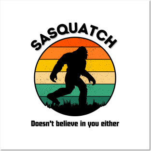 sasquatch retro style doesn't belive in you either Posters and Art